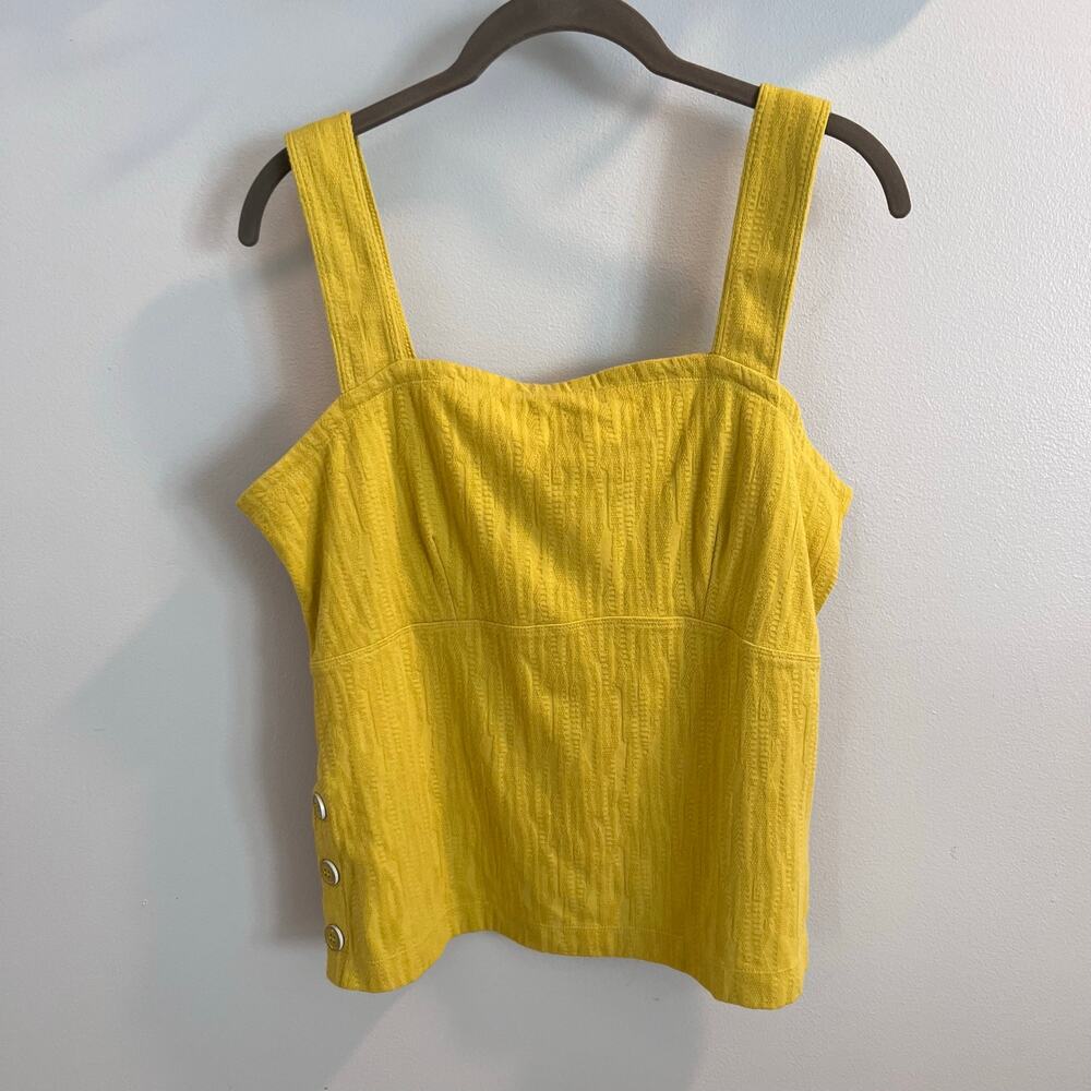 Maeve Anthropologie Yellow Callie Button-Side Tank Top Size M
